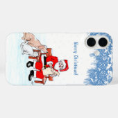 Coques Case-Mate iPhone Joyeux Noël - Père Noël avec chat et chien (Verso (horizontal))