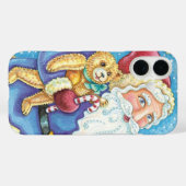 Coques Case-Mate iPhone Joyeux Noël, Père Noël sur un boule de neige avec  (Verso (horizontal))