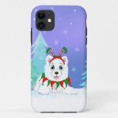 Coques Case-Mate iPhone Joyeux Noël Samoyed avec un bandeau d'elfe (Dos)