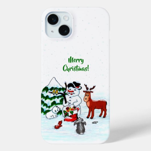 Coques Case-Mate iPhone Joyeux Noël ! Snowman avec amis (Verso)