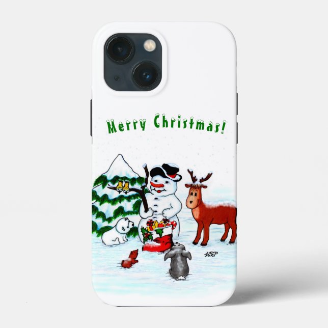 Coques Case-Mate iPhone Joyeux Noël ! Snowman avec amis (Verso)