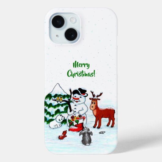 Coques Case-Mate iPhone Joyeux Noël ! Snowman avec amis (Verso)