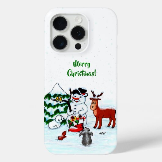 Coques Case-Mate iPhone Joyeux Noël ! Snowman avec amis (Verso)