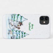 Coques Case-Mate iPhone Joyeux Noël ! Snowman avec chat et chiot (Dos (Horizontal))