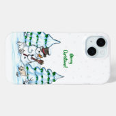 Coques Case-Mate iPhone Joyeux Noël ! Snowman avec chat et chiot (Verso (horizontal))