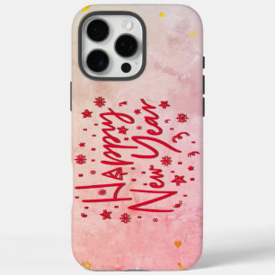 Coques iPhone 16 Pro Max Joyeux Nouvel An Rouge élégant Script&Soft Pastel
