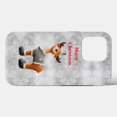 Coques Case-Mate iPhone Joyeux orignal de Noël portant un casquette (Verso (horizontal))