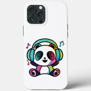 Case-Mate iPhone Case Joyeux Panda avec écouteurs écoutant de la musique
