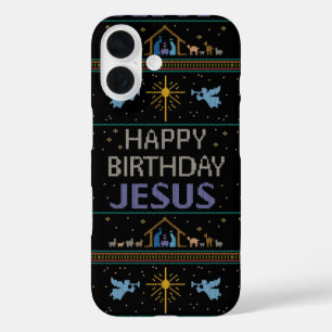 Coques iPhone 16 Joyeux pull de Noël Joyeux Joyeux Anniversaire Jés
