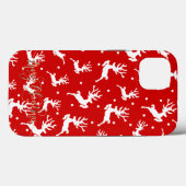 Coques Case-Mate iPhone Joyeux rennes de Noël Rouge (Verso (horizontal))