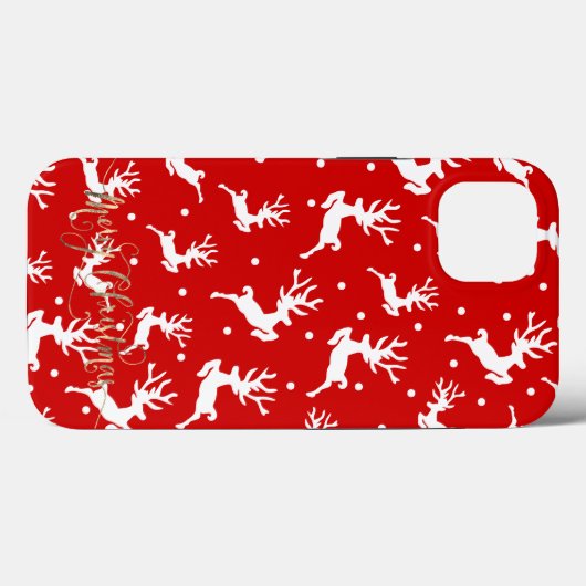 Coques Case-Mate iPhone Joyeux rennes de Noël Rouge (Verso (horizontal))