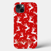 Coques Case-Mate iPhone Joyeux rennes de Noël Rouge (Verso)
