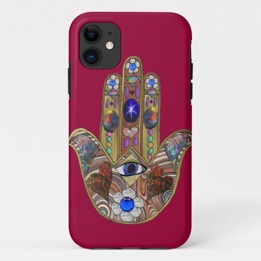 Coques Case-Mate iPhone Judaica Hamsa Coeurs Fleurs Opal Art Imprimer (Dos)