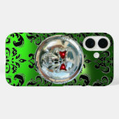 COQUES Case-Mate iPhone JUMEAUX EMERALD GREEN BLACK DAMASK GEM (Verso (horizontal))