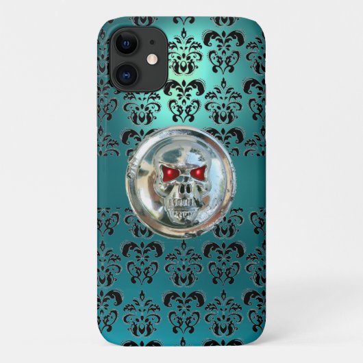 Coques Case-Mate iPhone JUMEAUX TURQUOISE TURQUOISE BLEU DAMASK rouge noir (Dos)