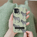 Case-Mate iPhone Case Jungle Zebra Wild Motif & Nom personnalisé<br><div class="desc">Jungle Zebra Wild Motif & Nom personnalisé</div>