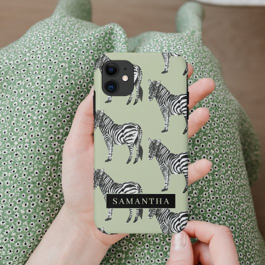 Coques Case-Mate iPhone Jungle Zebra Wild Motif & Nom personnalisé