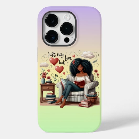 Coques Case-Mate iPhone Just Easy Love Book, African American Girl Reading (Verso)