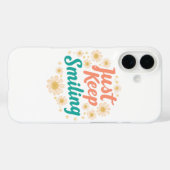 Coques Case-Mate iPhone "Just Keep Smiling" with Cheerful Daisies (Verso (horizontal))