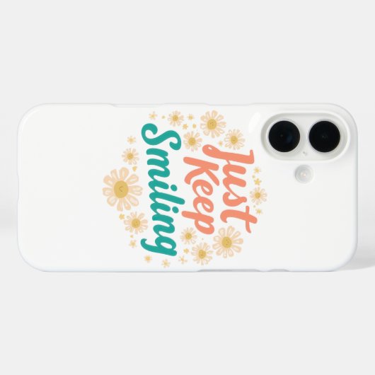 Coques Case-Mate iPhone "Just Keep Smiling" with Cheerful Daisies (Verso (horizontal))