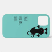 Coques Case-Mate iPhone Juste accroché là dessin animé de chat noir texte  (Verso (horizontal))