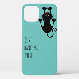 Case-Mate iPhone Case Juste accroché là dessin animé de chat noir texte 