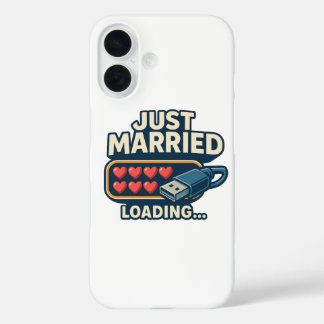 Coques iPhone 16 Juste Marié Chargement - Drôle Mariage Tech