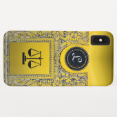 Coques Case-Mate iPhone JUSTICE BUREAU JURIDIQUE, PROCUREUR JAUNE MONogram (Dos (Horizontal))