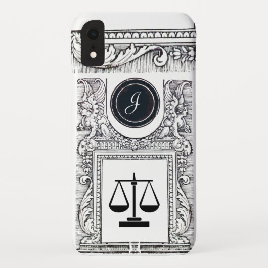 Coques Case-Mate iPhone JUSTICE BUREAU JURIDIQUE, PROCUREUR Monogramme Bla (Dos)