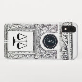 Coques Case-Mate iPhone JUSTICE BUREAU JURIDIQUE, PROCUREUR Monogramme Bla (Dos (Horizontal))