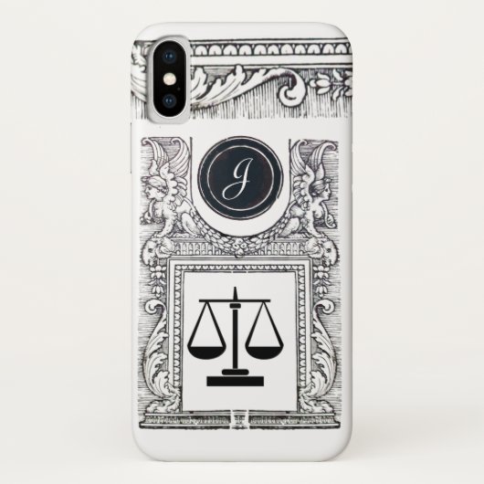 Coques Case-Mate iPhone JUSTICE BUREAU JURIDIQUE, PROCUREUR Monogramme Bla (Dos)