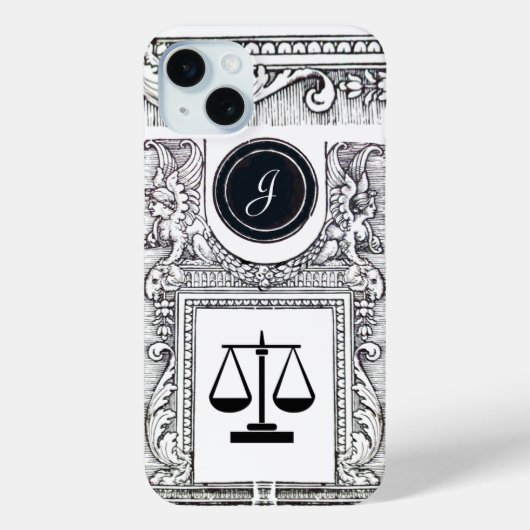 Coques Case-Mate iPhone JUSTICE BUREAU JURIDIQUE, PROCUREUR Monogramme Bla (Verso)