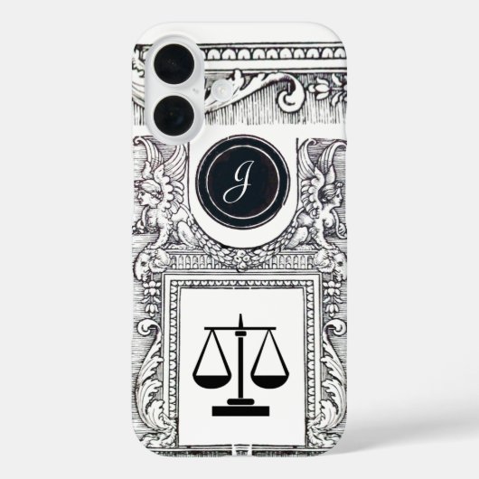 Coques Case-Mate iPhone JUSTICE BUREAU JURIDIQUE, PROCUREUR Monogramme Bla (Verso)