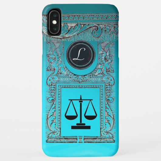 Coques Case-Mate iPhone JUSTICE BUREAU JURIDIQUE, PROCUREUR Monogramme ble (Dos)