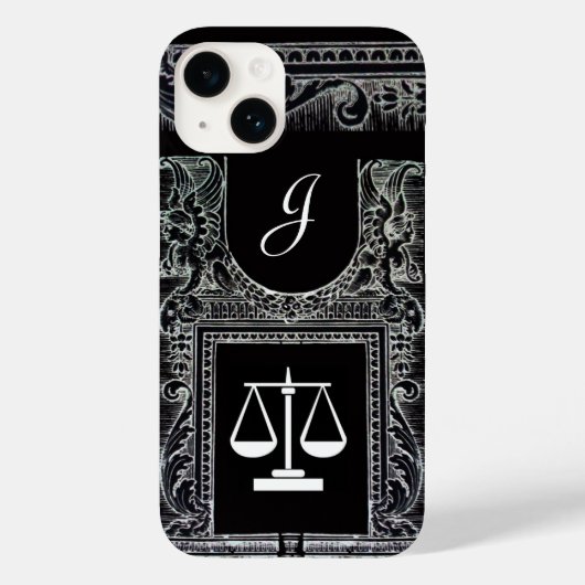 Coques Case-Mate iPhone JUSTICE BUREAU JURIDIQUE, PROCUREUR Monogramme Noi (Verso)