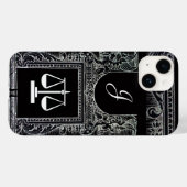 Coques Case-Mate iPhone JUSTICE BUREAU JURIDIQUE, PROCUREUR Monogramme Noi (Verso (horizontal))