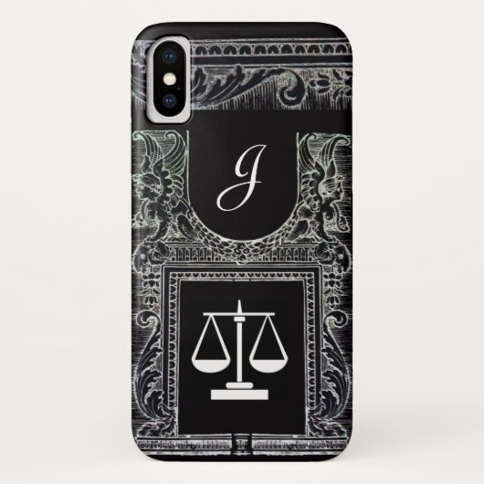 Coques Case-Mate iPhone JUSTICE BUREAU JURIDIQUE, PROCUREUR Monogramme Noi (Dos)