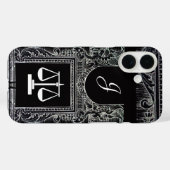 Coques Case-Mate iPhone JUSTICE BUREAU JURIDIQUE, PROCUREUR Monogramme Noi (Verso (horizontal))