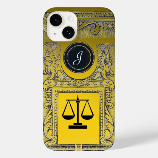 Coques Case-Mate iPhone JUSTICE BUREAU JURIDIQUE, PROCUREUR Monogramme or (Verso)