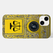 Coques Case-Mate iPhone JUSTICE BUREAU JURIDIQUE, PROCUREUR Monogramme or (Verso (horizontal))