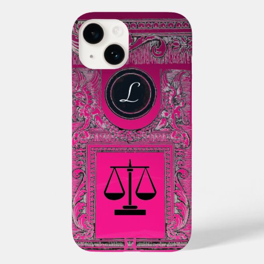 Coques Case-Mate iPhone JUSTICE BUREAU JURIDIQUE, PROCUREUR Monogramme ros (Verso)