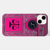 Coques Case-Mate iPhone JUSTICE BUREAU JURIDIQUE, PROCUREUR Monogramme ros (Verso (horizontal))
