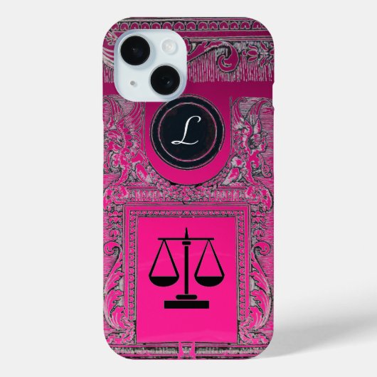 Coques Case-Mate iPhone JUSTICE BUREAU JURIDIQUE, PROCUREUR Monogramme ros (Verso)