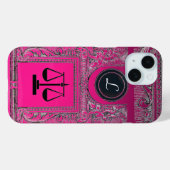 Coques Case-Mate iPhone JUSTICE BUREAU JURIDIQUE, PROCUREUR Monogramme ros (Verso (horizontal))