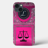 Coques Case-Mate iPhone JUSTICE BUREAU JURIDIQUE, PROCUREUR Monogramme ros (Verso)