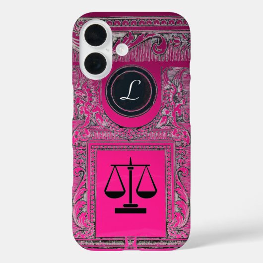 Coques Case-Mate iPhone JUSTICE BUREAU JURIDIQUE, PROCUREUR Monogramme ros (Verso)