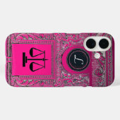Coques Case-Mate iPhone JUSTICE BUREAU JURIDIQUE, PROCUREUR Monogramme ros (Verso (horizontal))