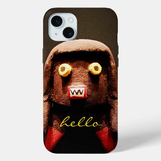 Coques Case-Mate iPhone Kachina Doll Face Photo Hello Script mignon Simple (Verso)