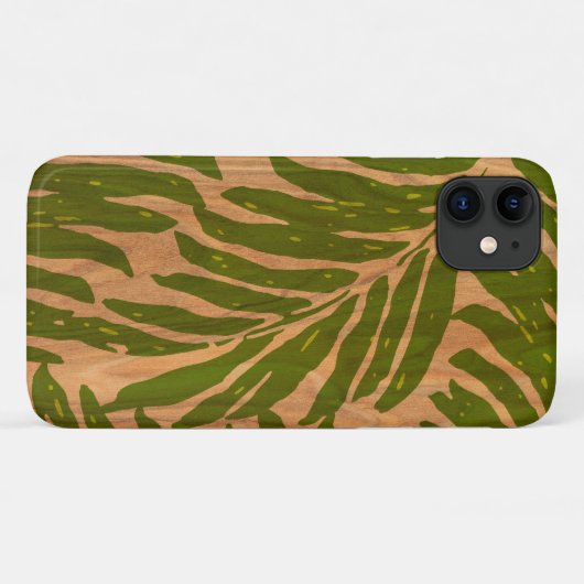 Coques Case-Mate iPhone Kahanu Palm hawaïen Faux bois en vert (Dos (Horizontal))