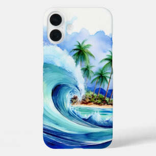 Coques iPhone 16 Plus Kai Aloha Palms Aquarelle Vague